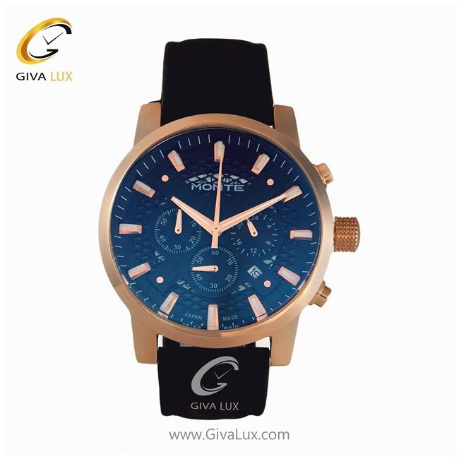 پک کادویی ساعت مچی مردانه بند چرمی مشکی سه موتوره کرنوگراف مونته با بند اضافه جیر قهوه ای M751340 BLRG